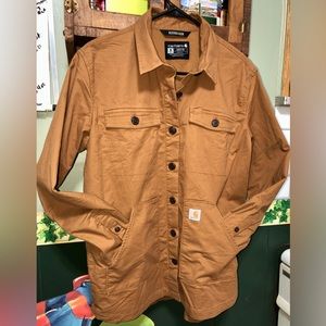 carhartt women's loose twill long sleeve jersey lined shirt